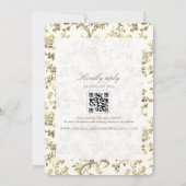 Invitation Or Toile de Jouy Française Monogramme Code QR Mari (Dos)