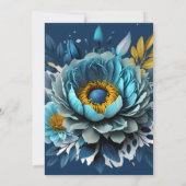 Invitation Or Turquoise floral double joint anniversaire (Dos)
