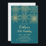 Invitation Or Turquoise glamour hiver 30e anniversaire<br><div class="desc">Un design glamour de flocon de neige rend ces invitations de fête parfaits pour les fêtes du 30e anniversaire d'hiver.</div>