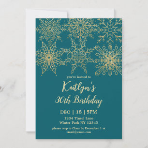 Invitation Or Turquoise glamour hiver 30e anniversaire