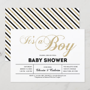 Invitation Or Typographie Moderne C'est un Garçon Baby Show