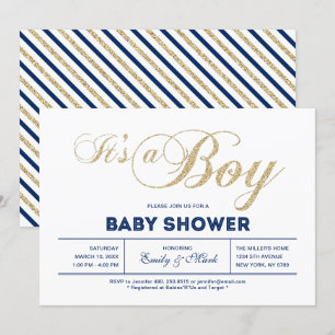 Invitation Or Typographie Moderne C'est un Garçon Baby Show