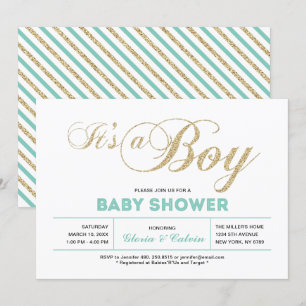 Invitation Or Typographie Moderne C'est un Garçon Baby Show