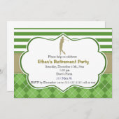 Invitation Or vert de golf d'invitation de partie de retraite (Devant / Derrière)