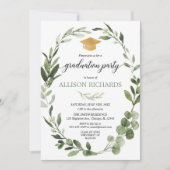 Invitation Or vert de verdure moderne simple de fête de (Devant)