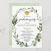 Invitation Or vert de verdure moderne simple de fête de (Devant / Derrière)