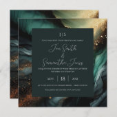 Invitation Or vert émeraude (Devant / Derrière)