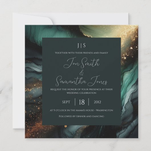 Invitation Or vert émeraude (Devant)