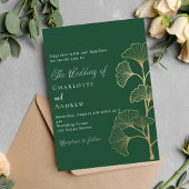 Invitation or vert émeraude mariage vert ginkgo