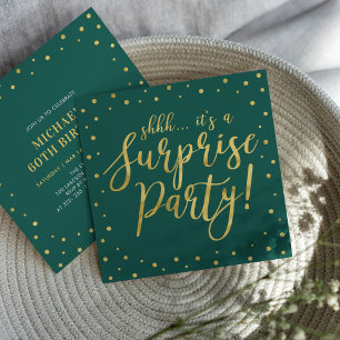 Invitation Or & Vert   Fête surprise pour 60e anniversaire