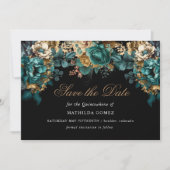 Invitation Or Vert Floral Quinceañera Enregistrer La Date (Devant)