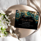 Invitation Or Vert Floral Quinceañera Enregistrer La Date