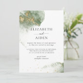 Invitation Or vert moderne Watercolour Kleckse (Debout devant)