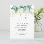 Invitation or vert poussiéreux mariage de verdure eucalyptus (Debout devant)