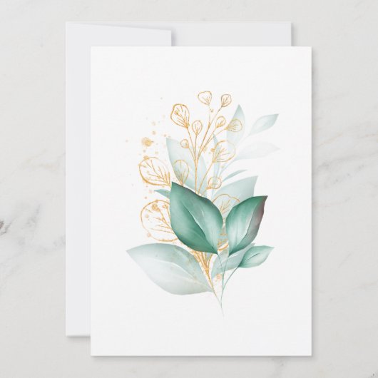 Invitation or vert poussiéreux mariage de verdure eucalyptus (Dos)