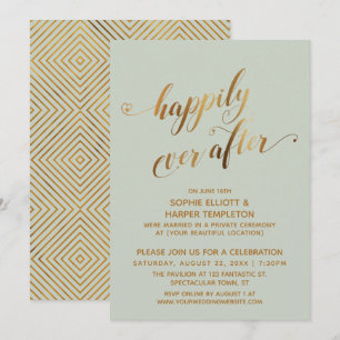 Invitation Or & Vert Sauge Heureux À Jamais Après-Mariage