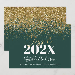 Invitation or vert script moderne élégant graduation 