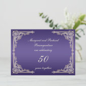 Invitation Or Vintage Scrolls Violets 50e Anniversaire (Debout devant)