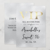 Invitation Or VIP doré Glamour sur Argent (Devant / Derrière)