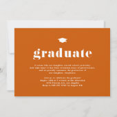 Invitation Orange 2025 Téméraire Typographie Diplôme Photo (Dos)