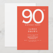 Invitation Orange 90e fête d'anniversaire (Devant / Derrière)