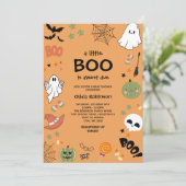 Invitation Orange A Little Boo Jote Baby shower Halloween (Debout devant)