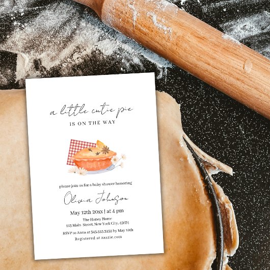 Invitation Orange A Little Cutie Pie Flower Baby shower d'aut