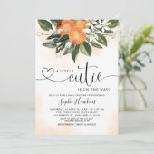 Invitation Orange À Thème Un Petit baby shower De Cutie (Debout devant)