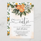 Invitation Orange À Thème Un Petit baby shower De Cutie (Devant / Derrière)