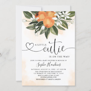 Invitation Orange À Thème Un Petit baby shower De Cutie 