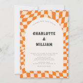 Invitation Orange Abstrait Boho Retro Mariage (Devant)