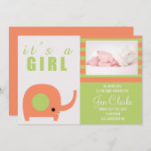 Invitation orange adorable de baby shower (Devant / Derrière)