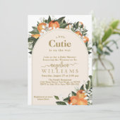 Invitation Orange agrumes grenery Petit Baby shower cuite (Debout devant)