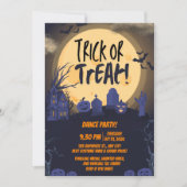Invitation Orange and Black Trick or Treat Halloween Party (Devant)