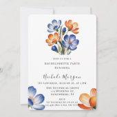 Invitation Orange and Cobalt Blue Floral Bachelorette Party (Devant)