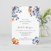 Invitation Orange and Cobalt Blue Floral Brunch & Bubbly (Debout devant)