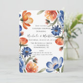 Invitation Orange and Cobalt Blue Floral Couples Shower (Debout devant)