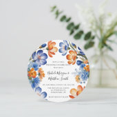 Invitation Orange and Cobalt Blue Floral Wedding Celebration (Debout devant)
