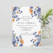 Invitation Orange and Cobalt Blue Floral Wedding Shower (Debout devant)