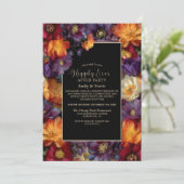 Invitation Orange and Purple Floral Black Wedding After Party (Debout devant)