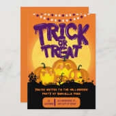 Invitation Orange and Purple Spooky Halloween Party  (Devant / Derrière)