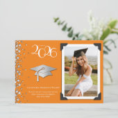 Invitation Orange and Silver Graduation Announcement Photo (Debout devant)