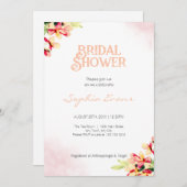 Invitation Orange Aquarelle Fleurs Fête des mariées blanche (Devant / Derrière)