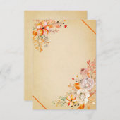 Invitation Orange aquarelle florale sur parchemin mariage inv (Devant / Derrière)