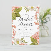 Invitation Orange Aquarelle Hydrangea Fête des mariées Floral (Debout devant)