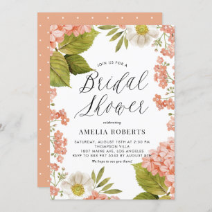 Invitation Orange Aquarelle Hydrangea Fête des mariées Floral