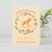 Invitation Orange Aquarelle Rocse Baby shower (Debout devant)