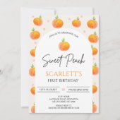 Invitation Orange Arc Moderne Notre Poupée Douce 1er Annivers (Devant)