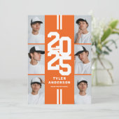 Invitation Orange Athletic Photo Collage Graduation Party (Debout devant)