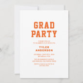 Invitation Orange Athletic Photo Collage Graduation Party (Dos)